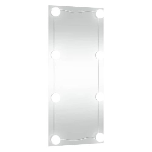 Стенно огледало с LED лампи 30x80 см стъкло правоъгълно