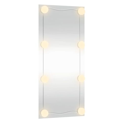 Стенно огледало с LED лампи 30x80 см стъкло правоъгълно