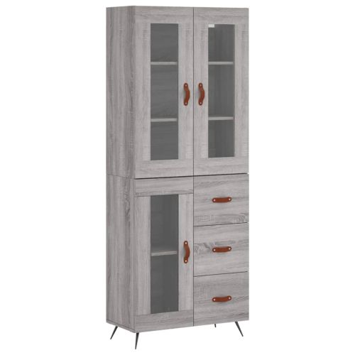 Висок шкаф, сив сонома, 69,5x34x180 см, инженерно дърво