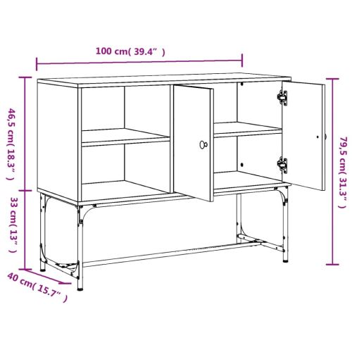 Бюфет опушен дъб 100x40x79,5 см инженерно дърво