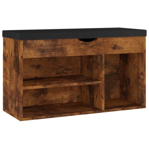 Пейка за обувки, опушен дъб, 80x30x47 см, инженерно дърво