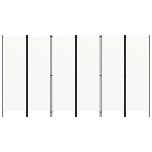Параван за стая, 6 панела, бял, 300x180 cм