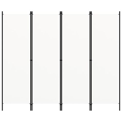 Параван за стая, 4 панела, бял, 200x180 см
