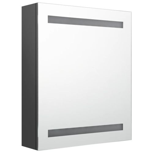 LED шкаф с огледало за баня, сив, 50x14x60 см