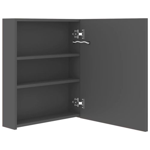 LED шкаф с огледало за баня, сив, 50x14x60 см