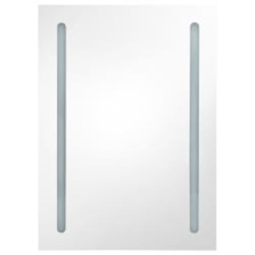 LED шкаф с огледало за баня, сияйно черно, 50x13x70 см