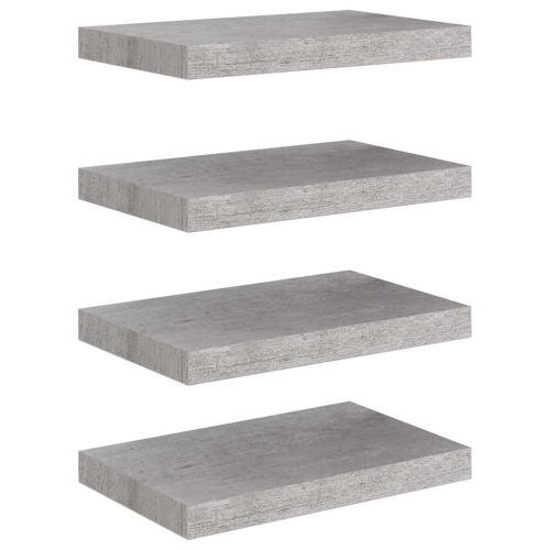 Окачени стенни рафтове, 4 бр, бетонно сиви, 40x23,5x3,8 см, МДФ