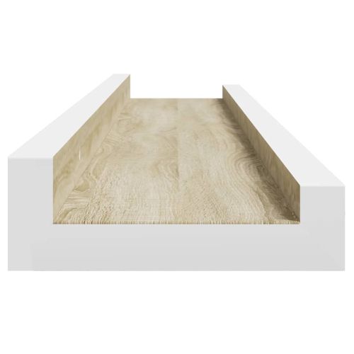 Стенни рафтове, 4 бр, бяло и сонома дъб, 60x9x3 см