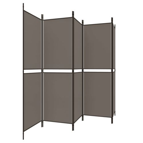 Параван за стая, 5 панела, антрацит, 250x200 cм, текстил