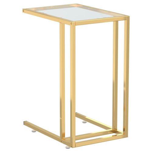 Странична маса за компютър прозрачна 50x35x65см закалено стъкло
