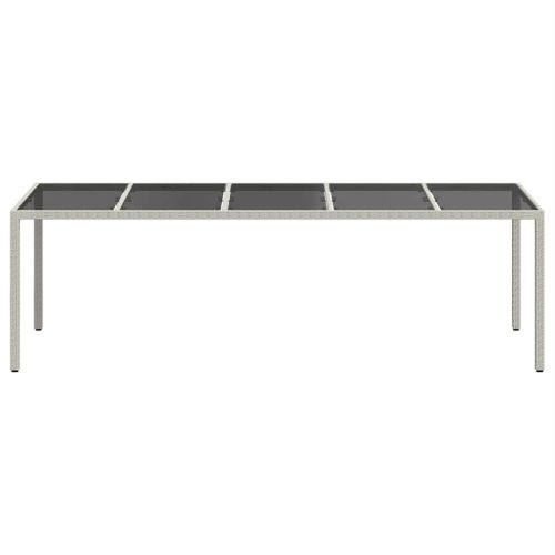 Градинска маса бяла 250x100x75 см полиратан и закалено стъкло
