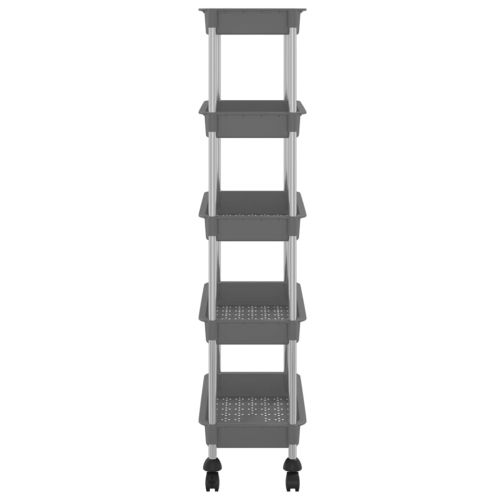 Кухненска количка на 5 нива, сива, 42x29x128 см, желязо и ABS