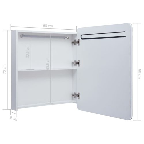 LED шкаф с огледало за баня, 68x9x80 см