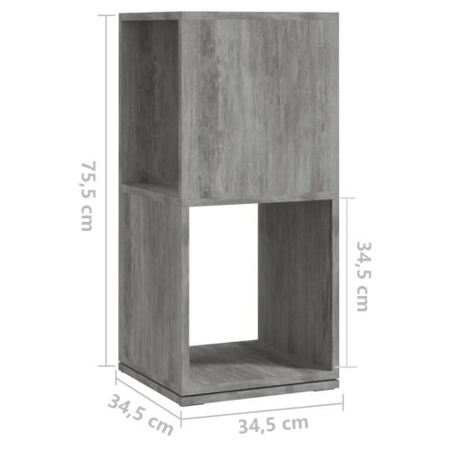 Въртящ се шкаф, бетонно сив, 34,5x34,5x75,5 см, инженерно дърво