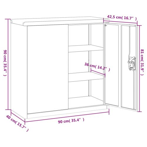 Шкаф за папки черен 90x40x90 см стомана
