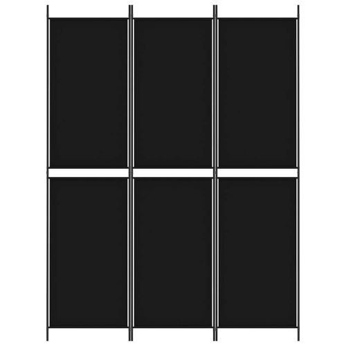 Параван за стая, 3 панела, черен, 150x200 см, плат
