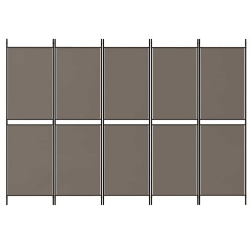 Параван за стая, 5 панела, антрацит, 250x180 cм, текстил
