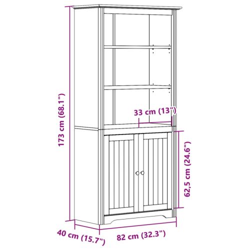 Етажерка за книги BODO бяло и кафяво 82x40x173 см бор масив