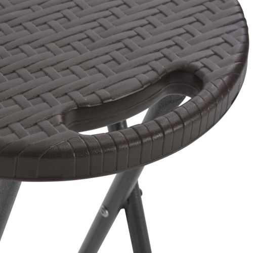 Сгъваеми бар столове, 2 бр, HDPE и стомана, кафяви, ратанов вид