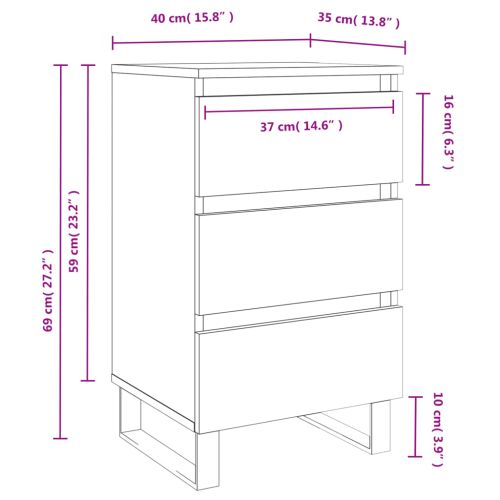 Нощни шкафчета 2 бр бетонно сив 40x35x69 см инженерна дървесина