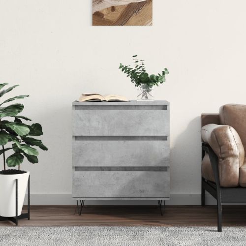 Сайдборд, бетонно сив, 60x35x70 см, инженерно дърво
