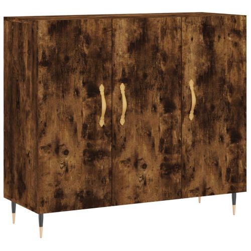 Сайдборд, опушен дъб, 90x34x80 см, инженерно дърво