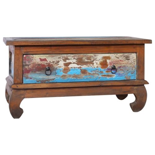 Маса за кафе, 80x50x40 см, регенерирано тиково дърво