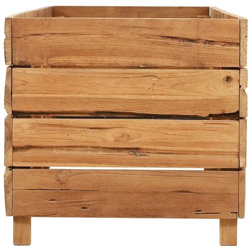 Повдигната леха 150x40x38 см рециклирано тиково дърво и стомана