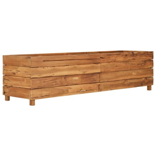 Повдигната леха 150x40x38 см рециклирано тиково дърво и стомана
