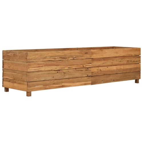 Повдигната леха 150x40x38 см рециклирано тиково дърво и стомана