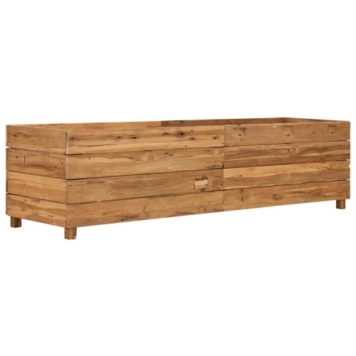 Повдигната леха 150x40x38 см рециклирано тиково дърво и стомана