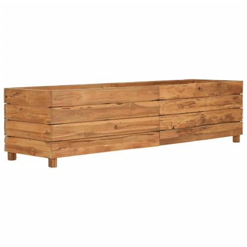 Повдигната леха 150x40x38 см рециклирано тиково дърво и стомана
