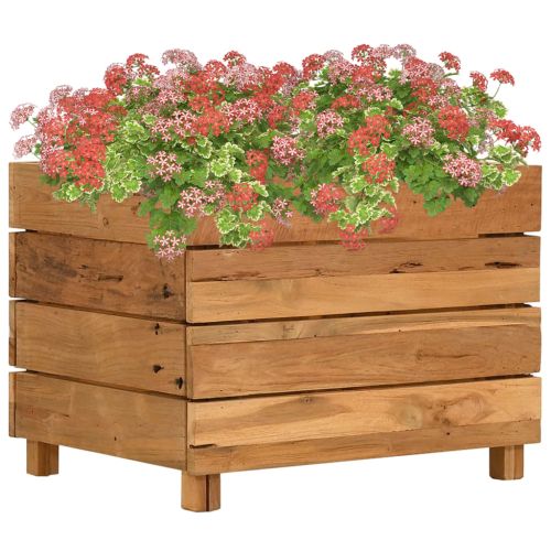 Повдигната леха 50x40x38 см рециклирано тиково дърво и стомана