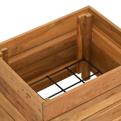 Повдигната леха 50x40x38 см рециклирано тиково дърво и стомана