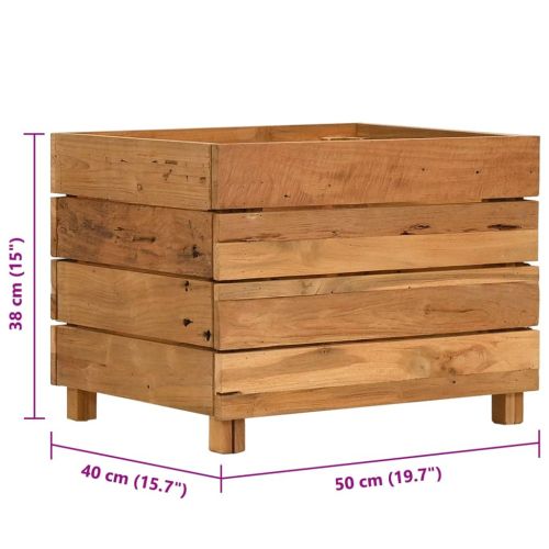 Повдигната леха 50x40x38 см рециклирано тиково дърво и стомана