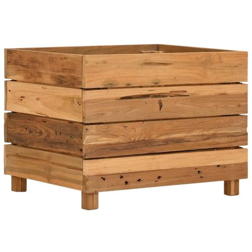 Повдигната леха 50x40x38 см рециклирано тиково дърво и стомана