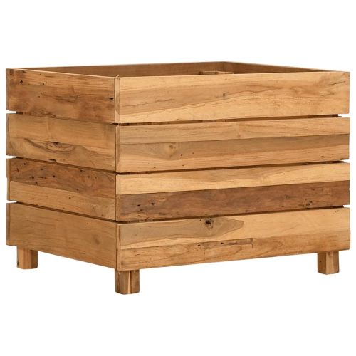 Повдигната леха 50x40x38 см рециклирано тиково дърво и стомана