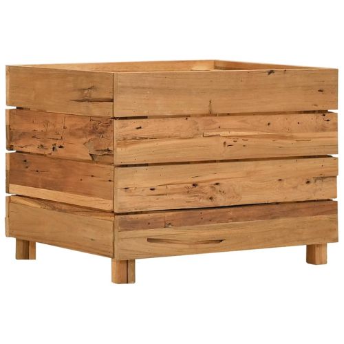 Повдигната леха 50x40x38 см рециклирано тиково дърво и стомана