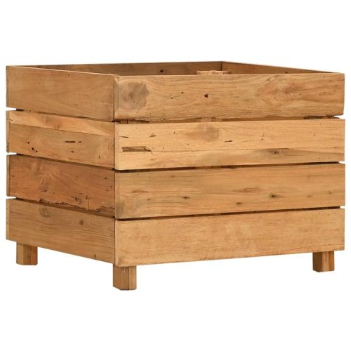Повдигната леха 50x40x38 см рециклирано тиково дърво и стомана