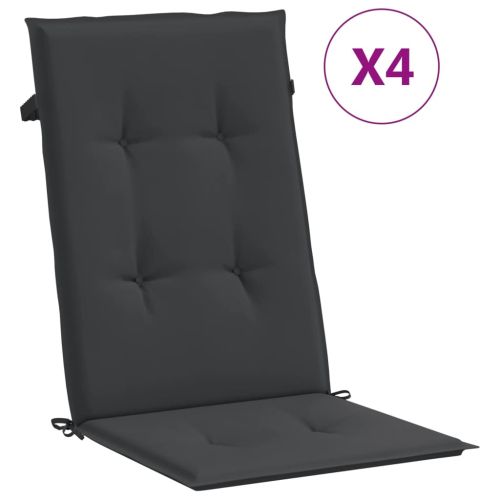 Възглавници за столове с облегалки 4 бр черни 120x50x3 см плат