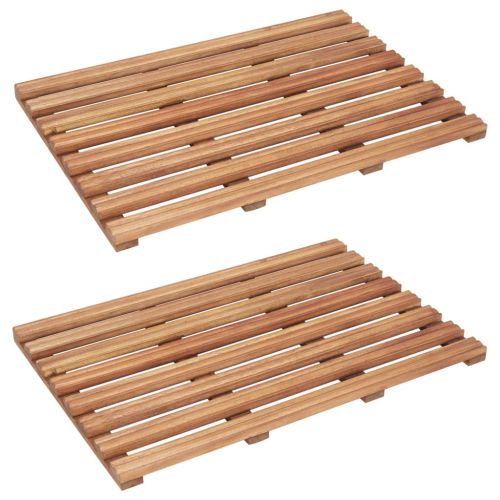 Постелки за баня, 2 бр, акациево дърво масив, 56x37 см