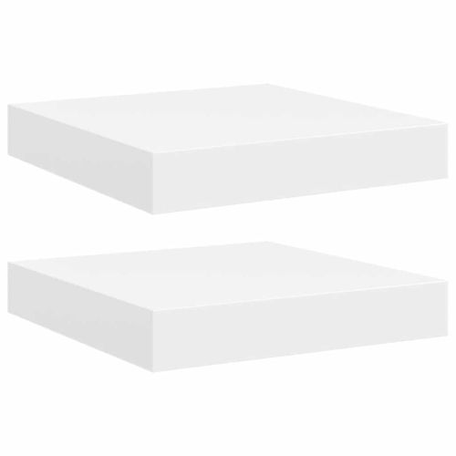 Окачени стенни рафтове, 2 бр, бели, 23x23,5x3,8 см, МДФ