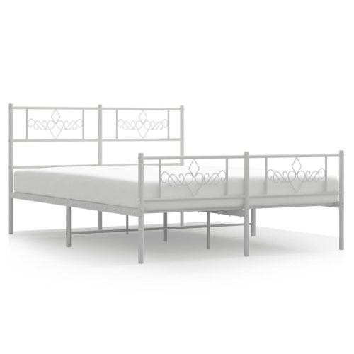 Метална рамка за легло с горна и долна табла, бяла, 120x200 см