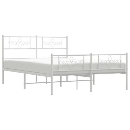 Метална рамка за легло с горна и долна табла, бяла, 120x200 см