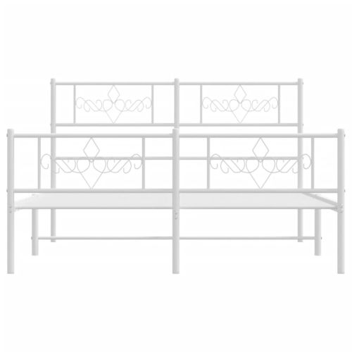 Метална рамка за легло с горна и долна табла, бяла, 120x200 см
