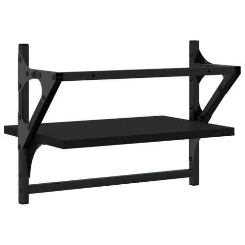 Стенни рафтове с пръти 2 бр черни 40x25x30 см