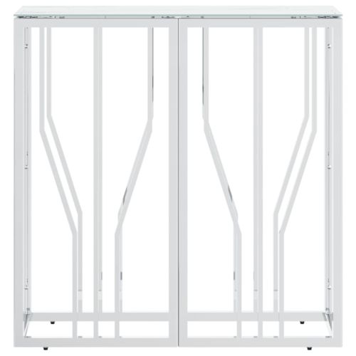Конзолна маса сребро 70x30x70 см неръждаема стомана и стъкло