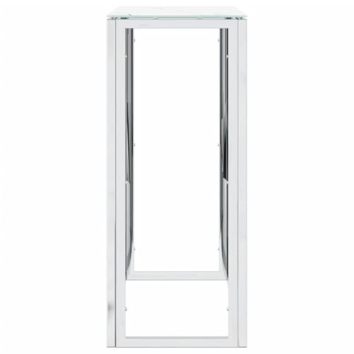 Конзолна маса сребро 70x30x70 см неръждаема стомана и стъкло