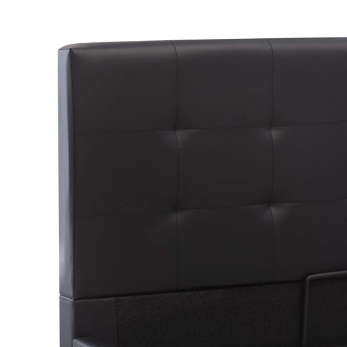 Легло с повдигащ механизъм, черно, изкуствена кожа, 90x200 cм