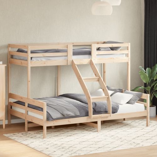 Двуетажно легло, 80x200/140x200 см, борово дърво масив